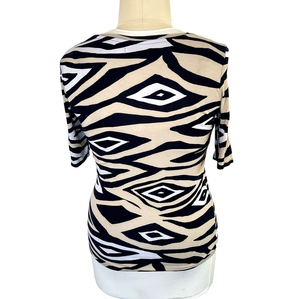 Banana Republic - Women's L Top Stretch Short Sleeve Diamond Ikat Print - Picture 6 of 15
